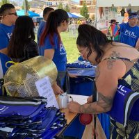 Woman and raffle