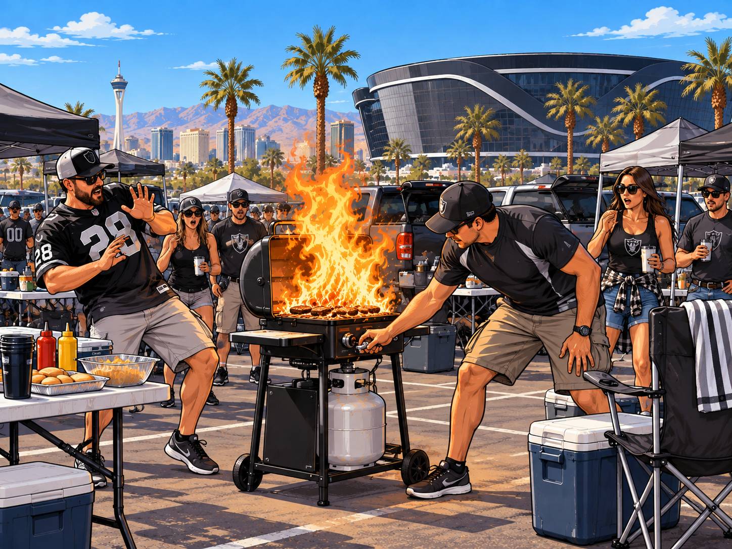 Las Vegas tailgate burn injuries